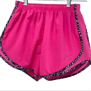 Nike Dry Fit Pink Running Shorts with Animal Print Piping Size Small